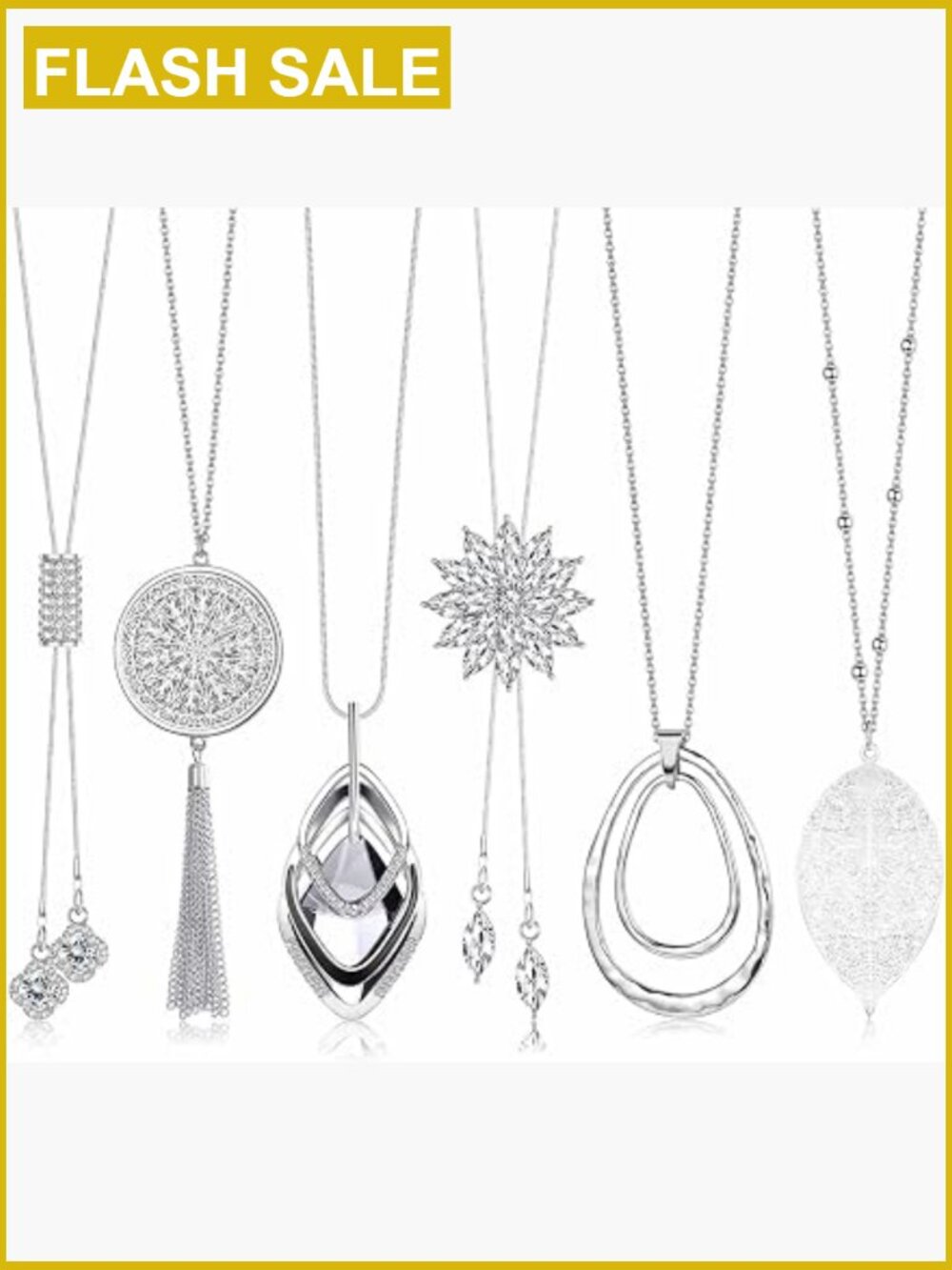 6 Pc Long Pendant Necklace Set Y Necklace Sweater Chain Jewelry